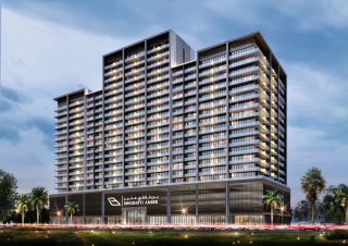 modern high rise building with interwoven balconies