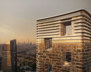Immeuble résidentiel moderne de grande hauteur avec vues panoramiques sur la ville