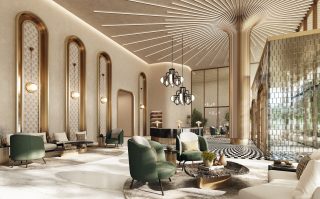 Hall de réception moderne et élégant avec sièges moelleux