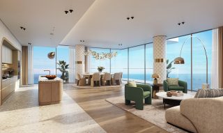 Salon luxueux avec vues panoramiques sur l'océan
